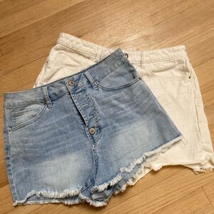 Denim and White Women's Shorts